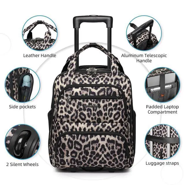 Alt view image 4 of 7 - LARVENDER 4 Piece Luggage Set with Spinner Wheels - Expandable Softside Carry On Suitcase 22x14x9 Airline Approved, 16 20" Carry On Luggage,TSA Lock, Leopard Print
