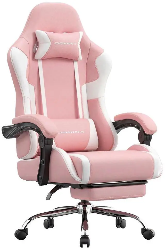 Main image of Dowinx Ergonomic Gaming Chair with Footrest & Massage Lumbar, 2D-Linkage Armrests for Computer Chair 330lbs with Headrest Pillow for Office, Home, Streaming and Long Gaming Sessions, Bright Pink