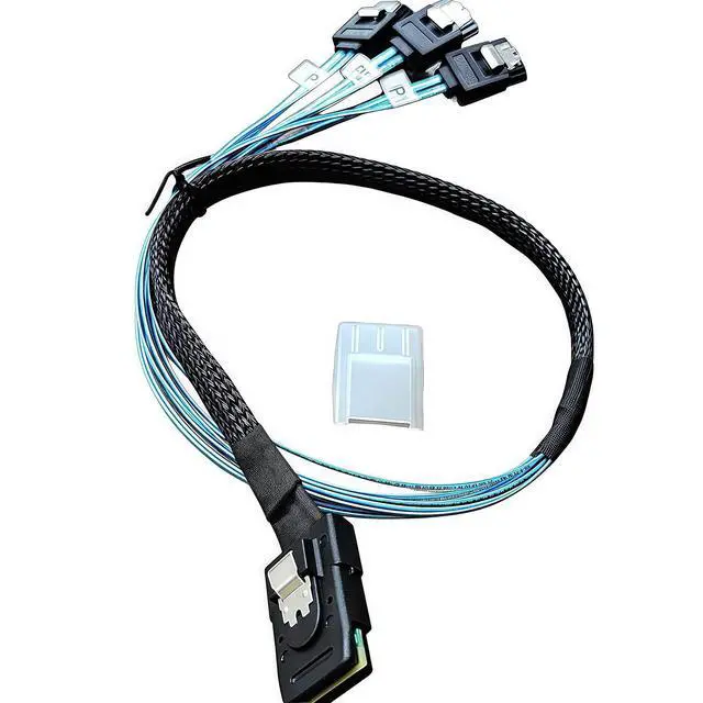 Alt view image 2 of 3 - SFF-8087 to 4×SATA Forward Breakout Cable 3.3ft/1m Mini SAS 36-Pin to 4×7-Pin SATA III 6Gbps, Locking Latches, Braided for LSI/Broadcom HBA 9211-8i 9207-8i, NAS Server HDD SSD