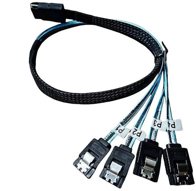 Main image of SFF-8087 to 4×SATA Forward Breakout Cable 3.3ft/1m Mini SAS 36-Pin to 4×7-Pin SATA III 6Gbps, Locking Latches, Braided for LSI/Broadcom HBA 9211-8i 9207-8i, NAS Server HDD SSD