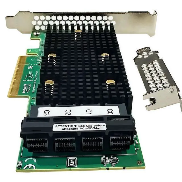 Alt view image 3 of 4 - SAS HBA Card Compatible with LSI 9400-16i IT Mode PCIe SATA Expansion Card, 16-Port 12Gbps PCIe 3.1, SAS Expander Support, SATA HBA Controller with 4X SFF-8643 Internal for ZFS TrueNAS unRAID NAS