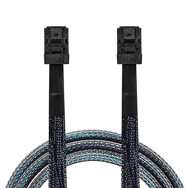 Main image of SFF-8643 to SFF-8643 Mini SAS HD Internal Cable 1m/3.3ft, SAS-3 12Gbps 4i, 30AWG 100, Sideband/SGPIO, Straight Male-to-Male with Secure Latch, for RAID/HBA to Backplane, Server NAS Storage