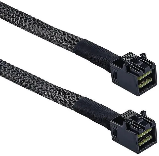 Alt view image 4 of 6 - SFF-8643 to SFF-8643 Mini SAS HD Internal Cable 1m/3.3ft, SAS-3 12Gbps 4i, 30AWG 100, Sideband/SGPIO, Straight Male-to-Male with Secure Latch, for RAID/HBA to Backplane, Server NAS Storage