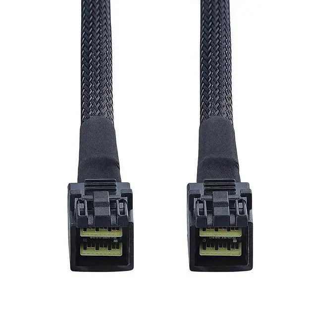 Alt view image 6 of 6 - SFF-8643 to SFF-8643 Mini SAS HD Internal Cable 1m/3.3ft, SAS-3 12Gbps 4i, 30AWG 100, Sideband/SGPIO, Straight Male-to-Male with Secure Latch, for RAID/HBA to Backplane, Server NAS Storage