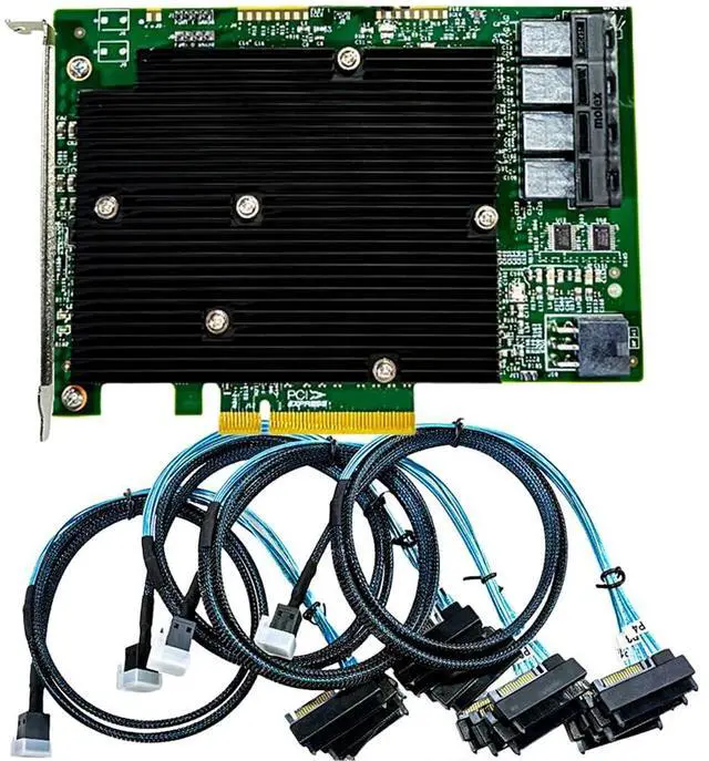 Main image of SAS HBA Card Compatible with LSI 9300-16i IT Mode PCIe SATA Expansion Card, 16-Port 12Gbps PCIe 3.0 x8, Expander Support, Controller with 4X SFF-8643 to 4 SAS Cables for ZFS TrueNAS unRAID NAS