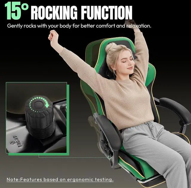 Alt view image 7 of 7 - Dowinx Big and Tall Gaming Chair, 350LBS with Massage Lumbar Footrest