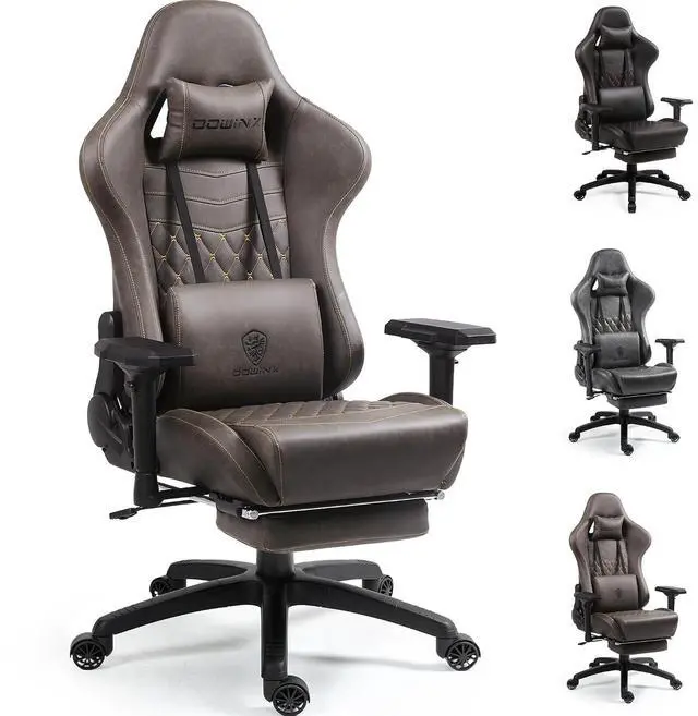 Main image of Dowinx Gaming Chair Big and Tall, Video Game Chairs with Footrest, PC Gamer Chairs for Adults - Padded High Back Ergonomic Reclining Silla Gamer, 4D Armrest, 400LBS, Brown