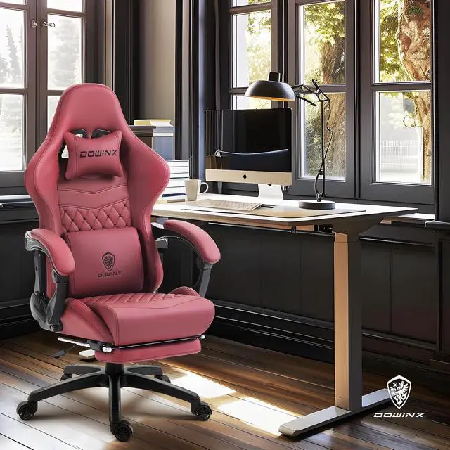 Alt view image 2 of 7 - Dowinx Gaming Chair Big and Tall, Ergonomic PC Gaming Chair with Footrest & Massage, Racing Style Reclining Computer Chair for Adults, 400LBS Capacity - Heavy Duty Gamer Chair (Red)