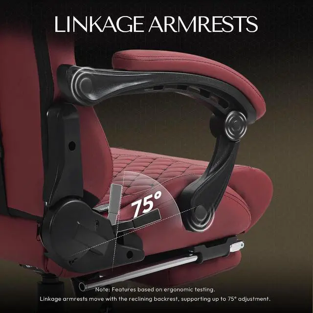 Alt view image 5 of 7 - Dowinx Gaming Chair Big and Tall, Ergonomic PC Gaming Chair with Footrest & Massage, Racing Style Reclining Computer Chair for Adults, 400LBS Capacity - Heavy Duty Gamer Chair (Red)