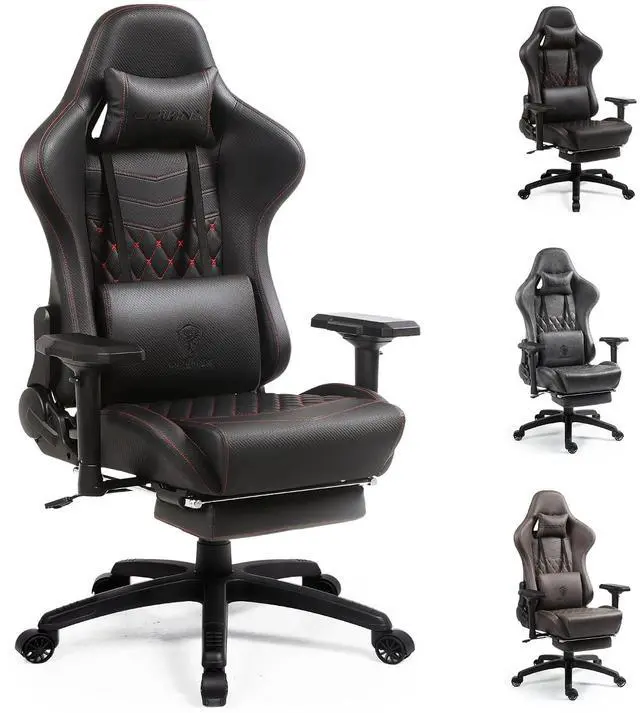 Main image of Dowinx Gaming Chair Big and Tall, Video Game Chairs with Footrest, PC Gamer Chairs for Adults - Padded High Back Ergonomic Reclining Silla Gamer, 4D Armrest, 400LBS, Black