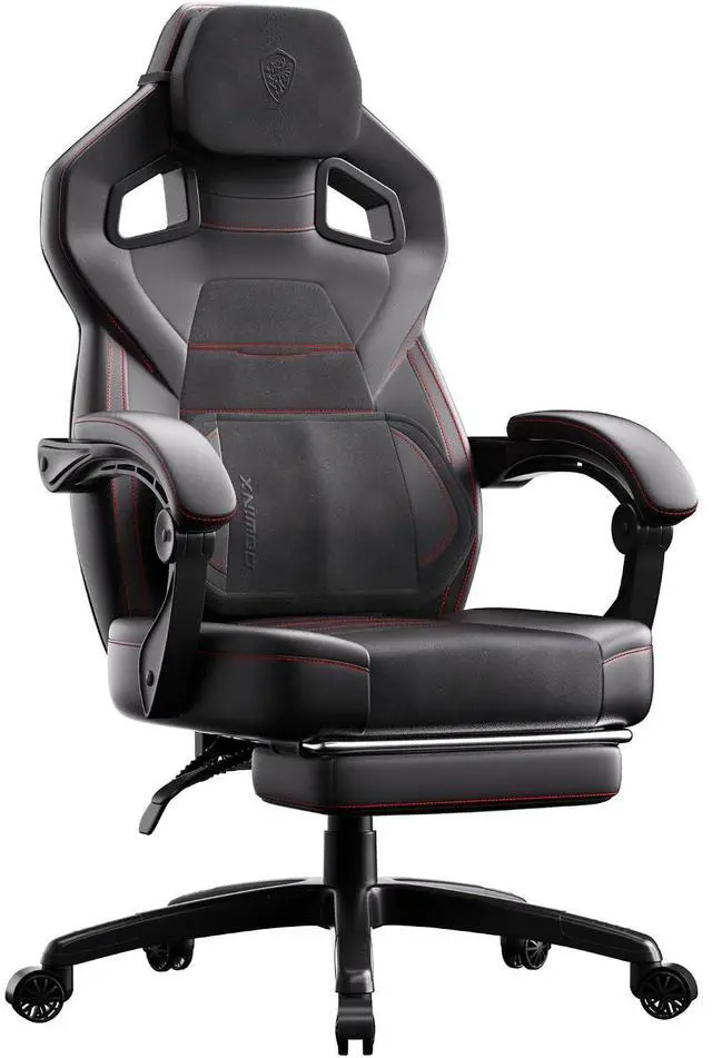 Main image of Dowinx Gaming Chair Big and Tall, PU Leather Ergonomic Gaming Chairs with Footrest,Wide Back Gamer Chair for Heavy People, Black