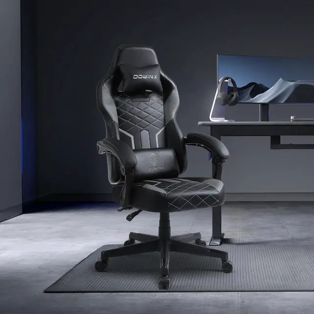 Main image of Dowinx Gaming Chair with Pocket Spring Cushion High Back Ergonomic Computer Chair PU Leather 350 LBS, Black and Purple