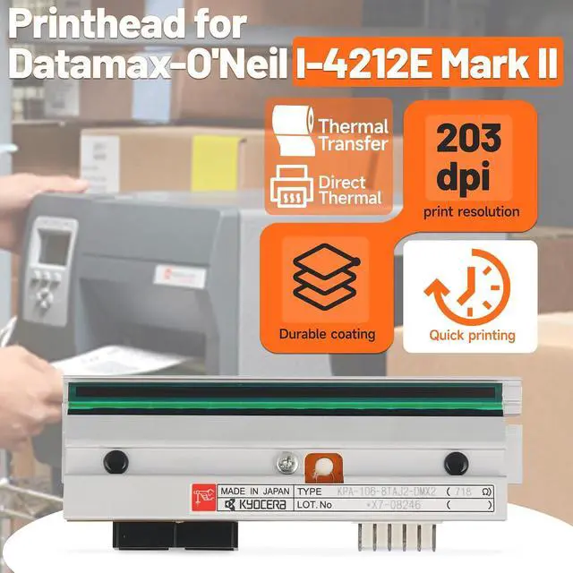 Alt view image 2 of 7 - GETPARTS PHD20-2278-01 New Printhead for Datamax-O'Neil I-4212E Mark II Thermal Label Printer 203dpi Genuine