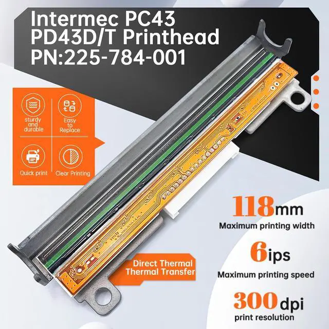 Alt view image 2 of 7 - GETPARTS New Printhead for Intermec PD43T PC43T Thermal Label Printer, 300dpi, PD43 PC43 with Bracket, Part 225-784-001