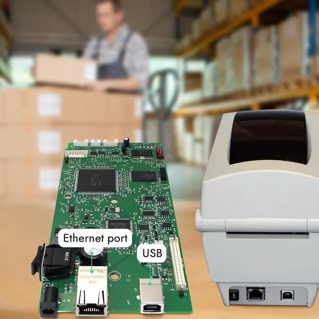 Alt view image 2 of 7 - P1012845-022 Main Control PCBA Mainboard for Zebra TLP2824 Plus Thermal Printer std. USB &Ethernet