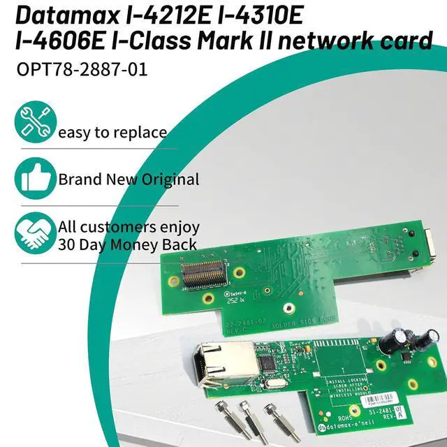 Alt view image 4 of 7 - OPT78-2887-01 Network Card for Datamax I-Class I-4212E, I-4310E, I-4606E MarkII Thermal Industrial Barcode Printer All DPI