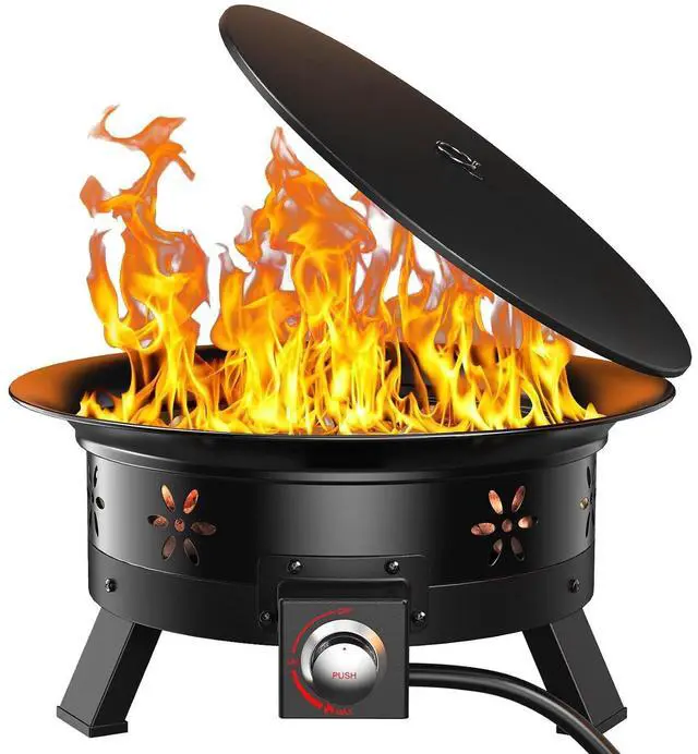 Main image of AMADA HOMEFURNISHING 24 Propane Fire Pit with Grill Grate, 58,000 BTU