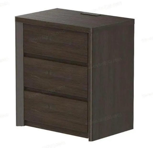 Main image of AMADA HOMEFURNISHING 3 Drawer Nightstand with Charging Station, 22.8 Wide Walnut Wood Bedside Table with USB-C, USB & 2 AC Outlets, Mid-Century Modern Curved End Table for Bedroom or Living Room