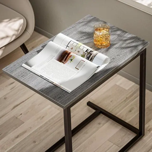 Alt view image 7 of 7 - Pipishell Bamboo Bed Tray Table, Large Breakfast Tray, C Shaped End Table 27 inches High