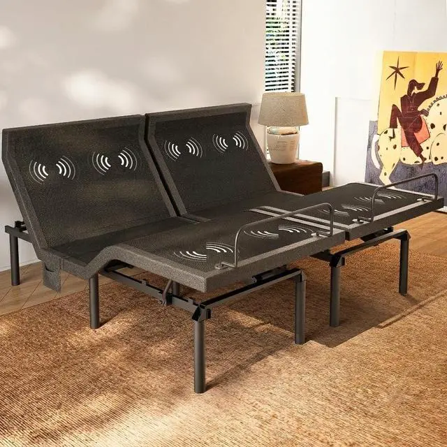 Main image of Amada Homefurnishing Adjustable Bed Frame Split King with 3 Motors, Adjustable Beds with Massage, Head & Foot Lift, Pillow Tilt, Zero Gravity & Anti-Snore, App & Wireless Remote Control, Easy Assembly