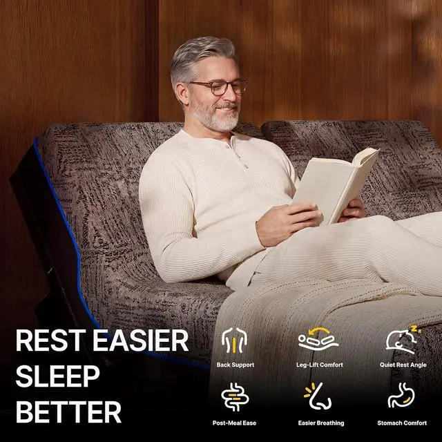 Alt view image 4 of 7 - AMADA HOMEFURNISHING Twin XL Adjustable Bed Set, 3-Motor Adjustable Bed with Massage, Head & Foot Lift, Headrest Tilt, Zero Gravity, Anti-Snore, App & Remote Control, Easy Assembly