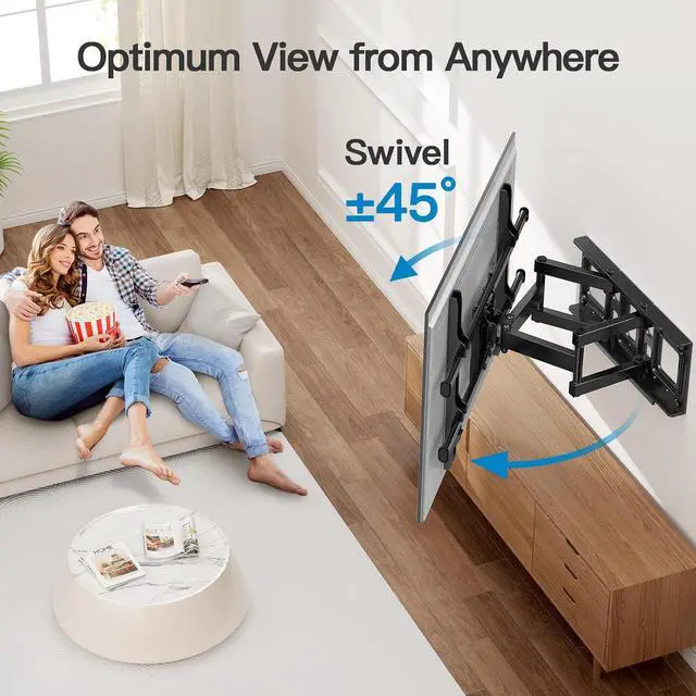 Alt view image 6 of 7 - Pipishell Full Motion TV Wall Mount for Most 37-84 Inch TVs up to 132lbs, Wall Mount TV Bracket Articulating Swivel Tilt Extension Leveling Max VESA 600x400mm Fits 12/16" Wood Stud, PILFK1