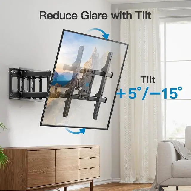 Alt view image 7 of 7 - Pipishell Full Motion TV Wall Mount for Most 37-84 Inch TVs up to 132lbs, Wall Mount TV Bracket Articulating Swivel Tilt Extension Leveling Max VESA 600x400mm Fits 12/16" Wood Stud, PILFK1