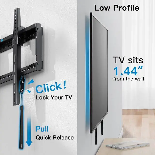 Alt view image 6 of 7 - Pipishell Tilt TV Wall Mount Bracket Low Profile for Most 37-90 Inch LED LCD OLED Plasma Flat Curved TVs, Large Tilting Mount Fits 16"-24" Wood Studs Max VESA 600x400mm Holds up to 132lbs