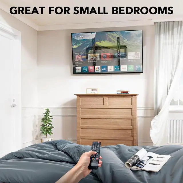 Alt view image 7 of 7 - Pipishell Tilt TV Wall Mount Bracket Low Profile for Most 23-55 Inch LED LCD OLED 4K Flat Curved TVs up to 99lbs Max VESA 400x400mm, 8° Tilting for Anti-Glaring, Fits 8-16 inch Wood Stud