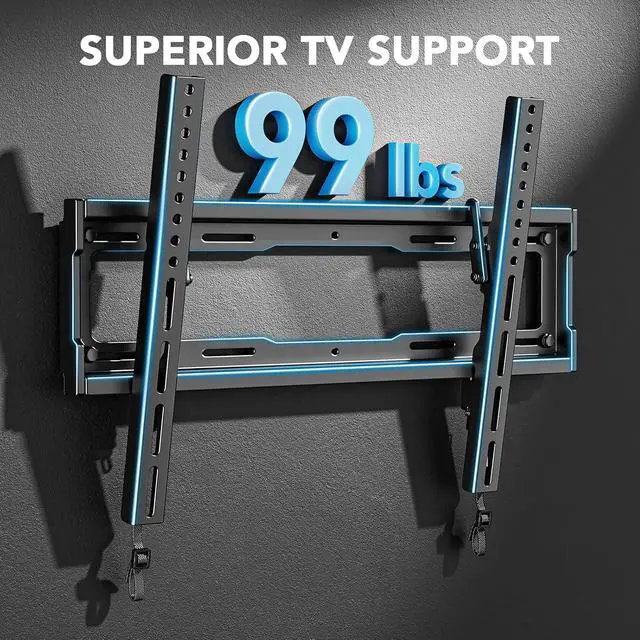 Alt view image 3 of 7 - Pipishell Tilt TV Wall Mount Bracket Low Profile for Most 23-55 Inch LED LCD OLED 4K Flat Curved TVs up to 99lbs Max VESA 400x400mm, 8° Tilting for Anti-Glaring, Fits 8-16 inch Wood Stud