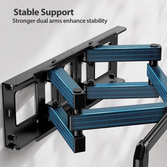 Alt view image 6 of 7 - Pipishell Full-Motion TV Wall Mount for Most 3784 Inch TVs up to 100 lbs, Wall Mount TV Bracket with Dual Articulating Arms, Extension, Swivel, Tilt, Fits 16" Wood Studs, 600 x 400mm Max VESA, PILF8