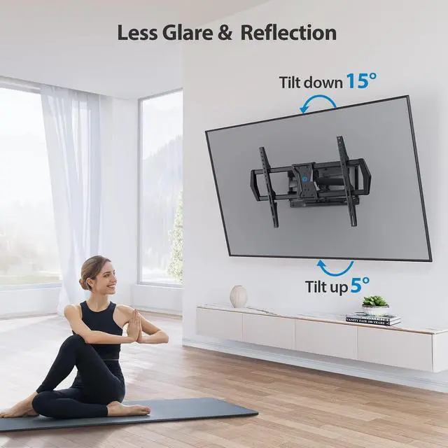 Alt view image 6 of 7 - Pipishell Full Motion TV Wall Mount for Most 37-75 inch TVs, Wall Mount Bracket with Dual Articulating Arms, Swivel, Tilt, Max VESA 600x400mm up to 100 lbs, TV Mount Fits 12/16 Wood Studs, PILF6