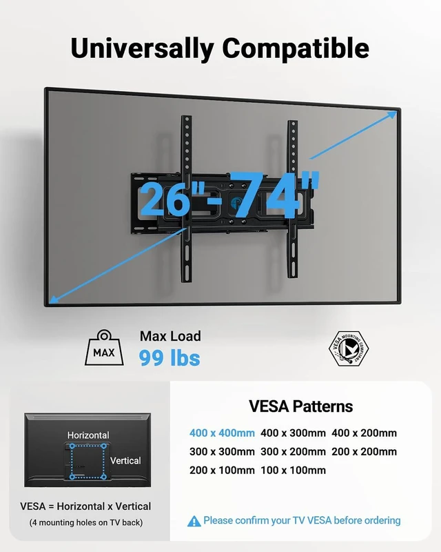 Alt view image 2 of 7 - Pipishell TV Mount for 26-74 inch LVs and Pipishell Full Motion TV Wall Mount for 42-85 inch LED TVs