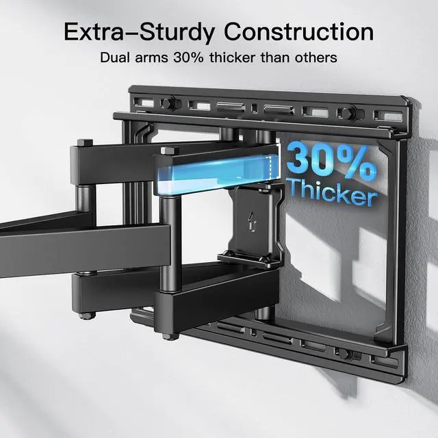 Alt view image 4 of 7 - Pipishell Full Motion TV Wall Mount for 37-75 inch Flat/Curved TVs up to 100lbs, Universal TV Wall Mount Extension Bracket