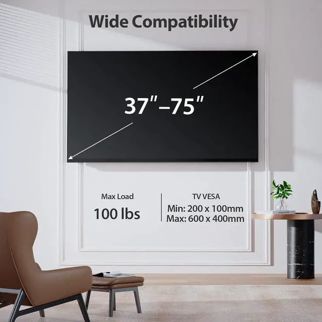 Alt view image 2 of 7 - Pipishell Full-Motion TV Wall Mount for Most 3775 Inch TVs up to 100 lbs, Universal TV Wall Mount Extension Bracket