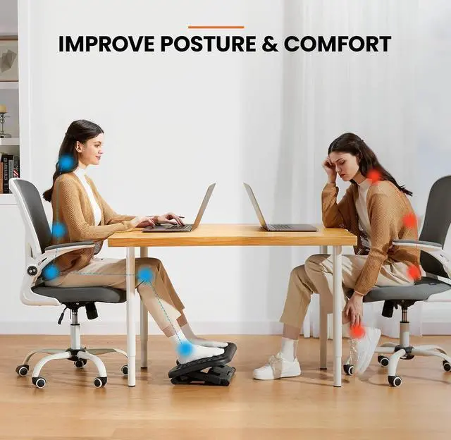 Alt view image 3 of 7 - ErGear Under Desk Footrest, Adjustable Foot Rest with 3 Height Settings and 30-Degree Angle, Ergonomic Desk Foot Rest with Massage Texture, Foot and Leg Rest for Home & Office
