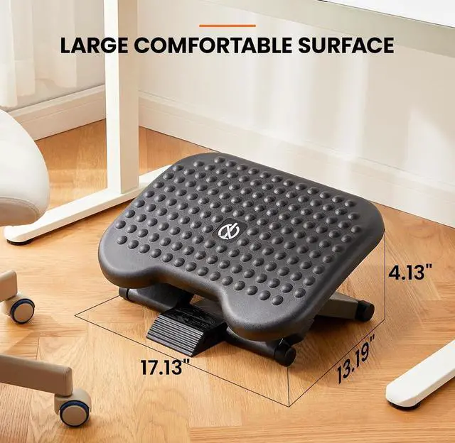 Alt view image 2 of 7 - ErGear Under Desk Footrest, Adjustable Foot Rest with 3 Height Settings and 30-Degree Angle, Ergonomic Desk Foot Rest with Massage Texture, Foot and Leg Rest for Home & Office