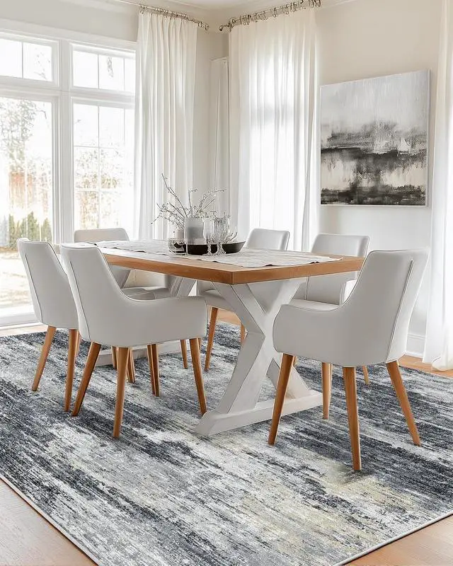 Alt view image 2 of 7 - AMADA HOMEFURNISHING 6x9 Washable Area Rug, Modern Abstract Living Room Rug with Non-Slip Backing & Low Pile, Large Rug with Abstract Pattern for Living Room, Bedroom and Dinning Room, Light Grey
