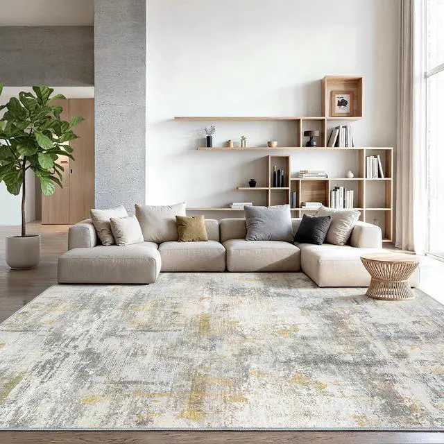 Main image of AMADA HOMEFURNISHING 10x14 Area Rugs for Living Room, Modern Large Area Rugs with Non-Slip Backing & Low Pile, Neutral Soft Washable Rug for Large Bedroom Dining Room Nursery Office, Beige