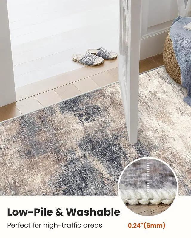 Alt view image 7 of 7 - 6x9 Area Rugs for Living Room, Modern Abstract Washable Rug with Non-Slip Backing & Low Pile Indoor Carpet for Nursery Room, Bedroom and Dinning Room, Brown
