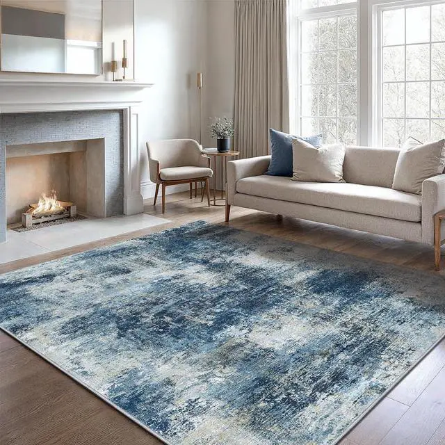 Main image of AMADA HOMEFURNISHING 5x7 Area Rugs for Living Room, Modern Abstract Washable Rug Neutral Soft with Non-Slip Backing & Low Pile Kids Rug for Resistant, Bedroom, Nursery Home Office, Navy Blue