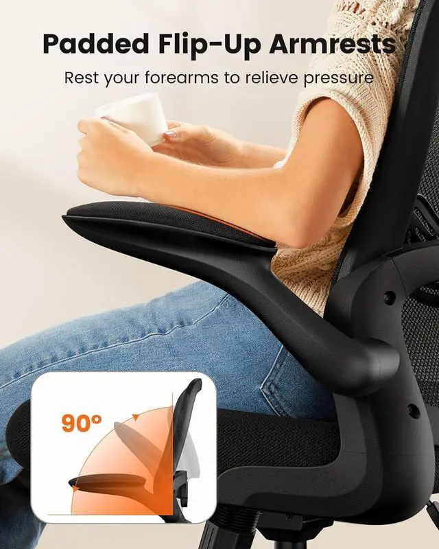 Alt view image 7 of 7 - ErGear Drafting Chair, Standing Desk Chair with Flip-Up Armrests, High Desk Chair Adjustable Height, Ergonomic Tall Office Chair with Lumbar Support and Adjustable Footrest Ring