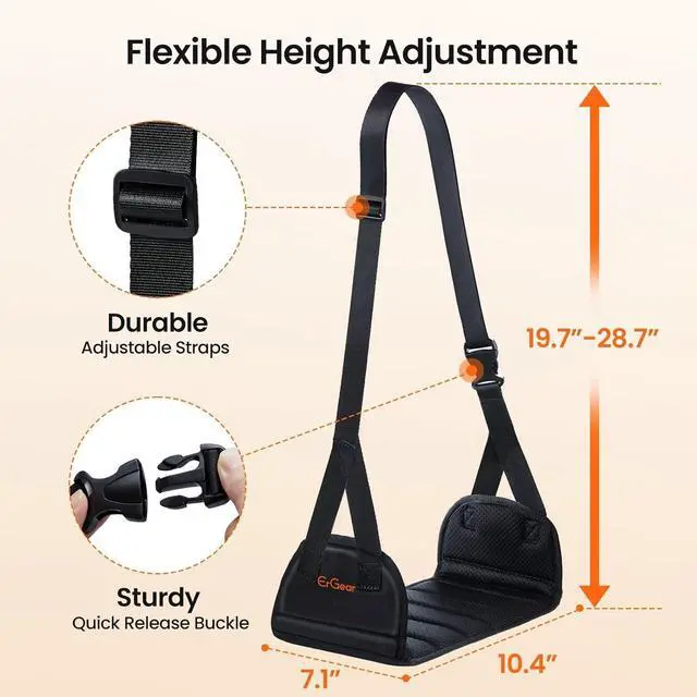 Alt view image 4 of 7 - ErGear Airplane Foot Hammock with Wide Hardboard Support, Foot Hammock for Plane Travel with Extended Adjustment Strap, Portable Airplane Foot Rest Travel Essentials for Long Flight