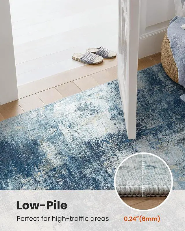 Alt view image 7 of 7 - AMADA HOMEFURNISHING 8x10 Area Rugs for Living Room, Modern Washable Rug with Non-Slip Backing & Low Pile, Large Rug with Abstract Pattern for Bedroom, Dinning Room, Home Office, Navy Blue