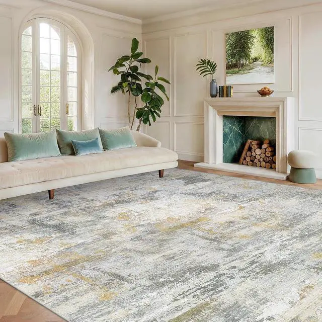 Alt view image 2 of 7 - AMADA HOMEFURNISHING 9x12 Area Rugs for Living Room, Modern Large Area Rugs with Non-Slip Backing & Low Pile, Neutral Soft Washable Rug for Nursery, Bedroom, Dinning Room, Playroom, Beige