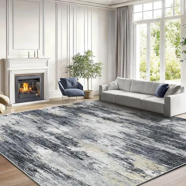 Alt view image 2 of 7 - AMADA HOMEFURNISHING 9x12 Area Rugs for Living Room, Modern Large Area Rugs with Non-Slip Backing & Low Pile, Neutral Soft Washable Rug for Nursery, Bedroom, Dinning Room, Playroom, Light Grey