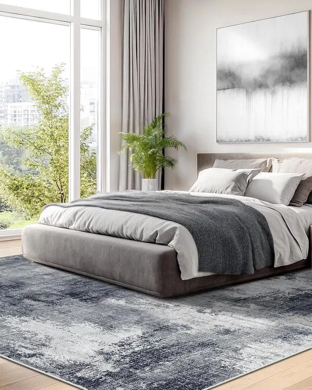 Alt view image 3 of 7 - AMADA HOMEFURNISHING 9x12 Area Rugs for Living Room, Modern Large Area Rugs with Non-Slip Backing & Low Pile, Neutral Soft Washable Rug for Nursery, Bedroom, Dinning Room, Playroom, Grey