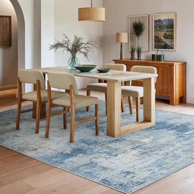Alt view image 2 of 7 - AMADA HOMEFURNISHING 5x7 Area Rugs for Living Room, Modern Abstract Washable Rug Neutral Soft with Non-Slip Backing & Low Pile Kids Rug for Resistant, Bedroom, Nursery Home Office, Light Blue