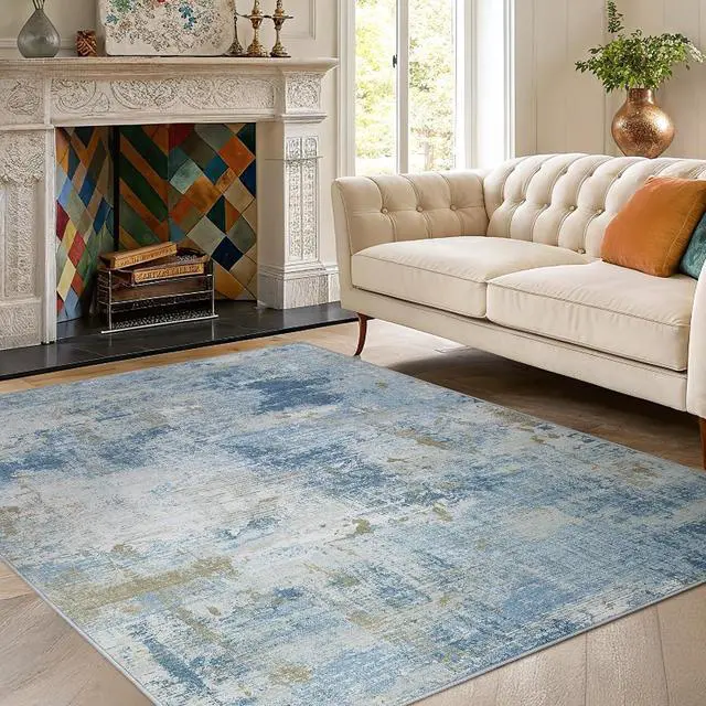 Main image of AMADA HOMEFURNISHING 5x7 Area Rugs for Living Room, Modern Abstract Washable Rug Neutral Soft with Non-Slip Backing & Low Pile Kids Rug for Resistant, Bedroom, Nursery Home Office, Light Blue