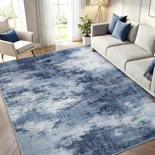 Main image of AMADA HOMEFURNISHING 5x7 Area Rugs for Living Room, Modern Abstract Washable Rug Neutral Soft with Non-Slip Backing & Low Pile Kids Rug for Resistant, Bedroom, Nursery Home Office, Dark Blue